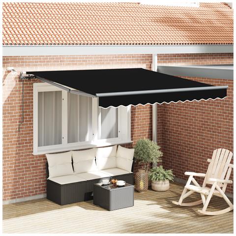 Tenda Retrattile Automatica con LED Nera 300x250 cm, Tessuto di Ricambio  per Telaio 3x2,5 m Nero - Foto 2