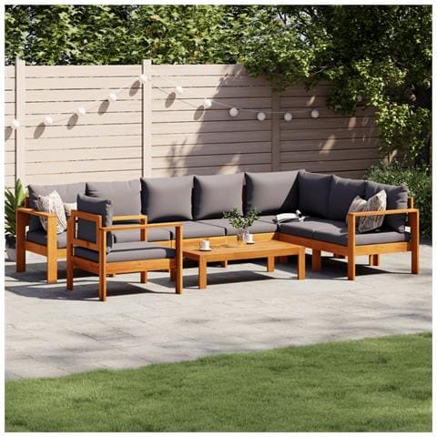 Set Divano da Giardino 6 pz con Cuscini in Massello di Acacia - Foto 2