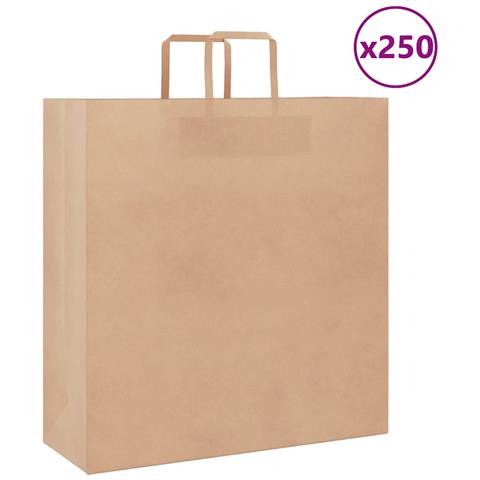 Sacchetti di Carta 250 pz con Manici Marrone 45x17x48 cm - Foto 1