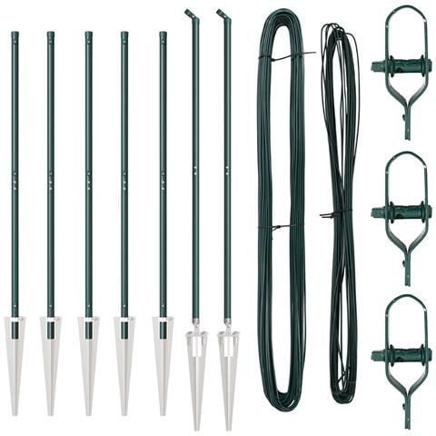 Pali per Recinzione con Punta 7 pcs Ø32 mm 160 cm Acciaio Zincato - Foto 1