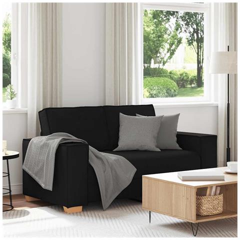 Divano a 2 posti Nero 120 cm Tessuto - Foto 2