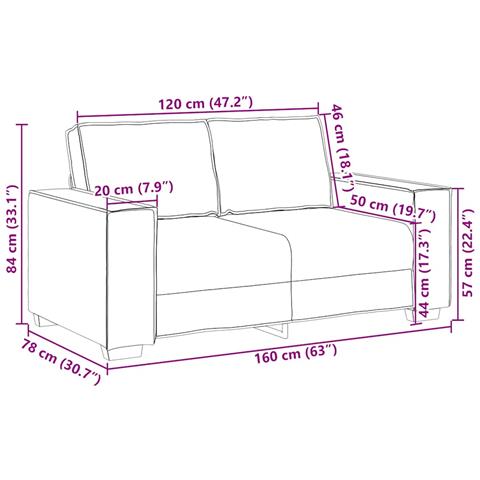 Divano a 2 posti Nero 120 cm Tessuto - Foto 9