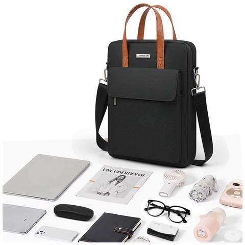 Borsa Per Laptop Multistrato In Poliestere - Resistente All'acqua, Leggera E Antiurto Black 14 Pollici - Foto 2