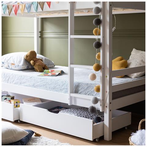 Letto A Castello Per Bambini 190x90cm Bianco Con Cassetti Amber - Foto 6