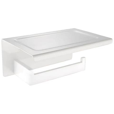 Porta Carta Igienica Da Parete Per Bagno Mensola Acciaio Inossidabile Bianco Appendiabiti - Foto 1