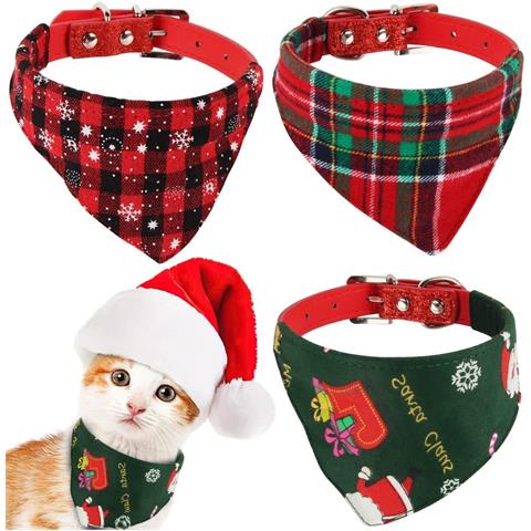 Bandana Collare Per Gatto Fazzoletto Natalizio Natale 3 Pezzi - Foto 1