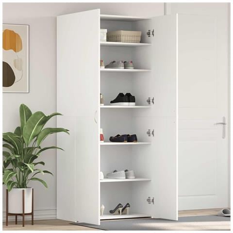 Mobile per scarpe Bianco 80 x 35.5 x 180 cm Legno multistrato - Foto 1
