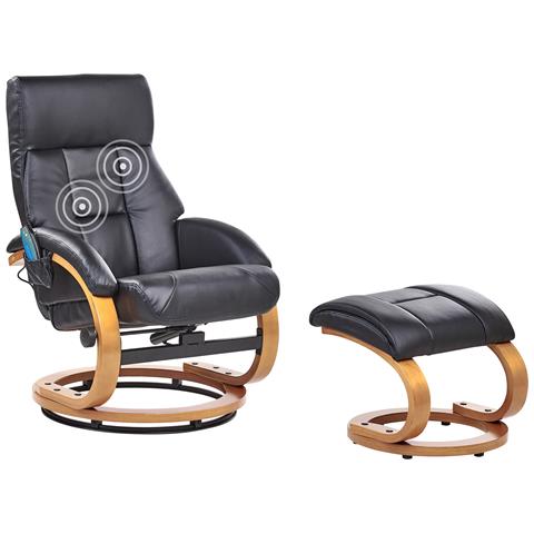 Poltrona Massaggiante Force Con Poggiapiedi Pelle Sintetica Nero - Foto 2