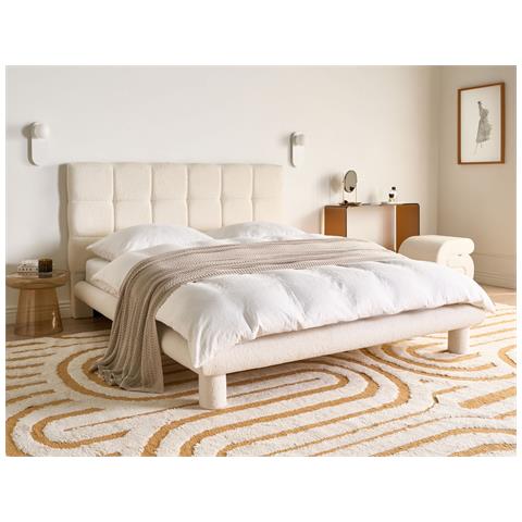 Letto Bouclé Cressat 160 X 200 Cm Bianco Sporco - Foto 1
