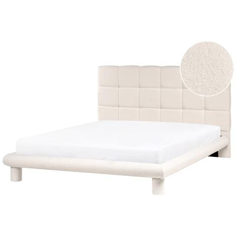 Letto Bouclé Cressat 160 X 200 Cm Bianco Sporco - Foto 2