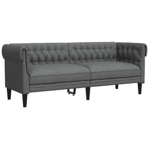 Divano Chesterfield Grigio scuro 201.5 x 74.5 x 74.5 cm Tessuto - Foto 1