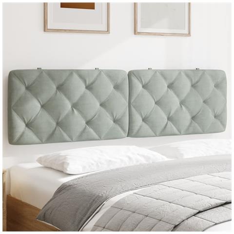 Cuscino Testiera Grigio Chiaro 183 cm in Velluto - Foto 2