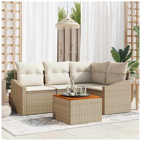 Set Divano da Giardino 5 pcs Beige e bianco - Foto 2