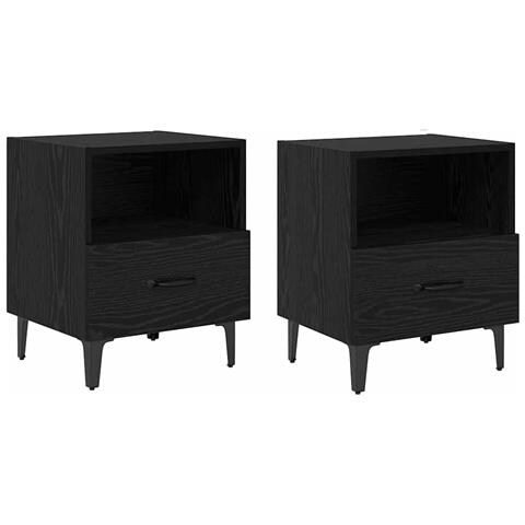 Armadio da Notte 2 pcs Rovere nero 40 x 35 x 47,5 cm - Foto 1