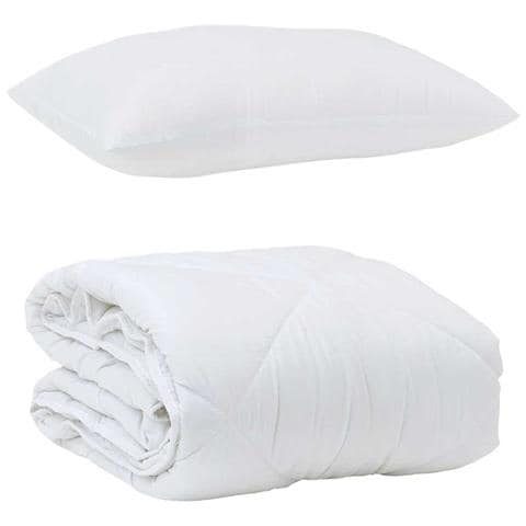 Duvet Estivo con Cuscino 2 pcs Bianco 135 x 200 cm Microfibra - Foto 1