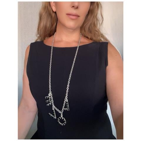 Collana Lunga Mylove, Argento 10µ E Cristallo Sw Nero - Foto 2