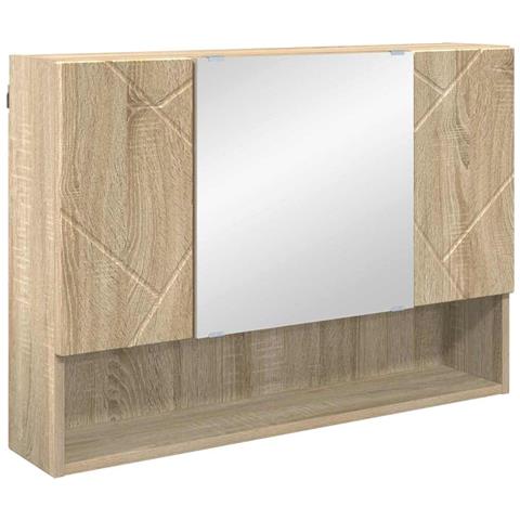 Mobiletto per specchio da bagno rovere sonoma 80 x 17 x 55 cm - Foto 1