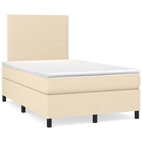 Letto a Molle con Materasso e LED Crema 120x190 cm in Tessuto - Foto 2