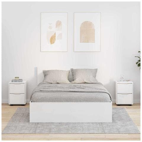 Comodini con cassetto 2 pcs Bianco Lucido 30,5 x 30 x 43 cm - Foto 2