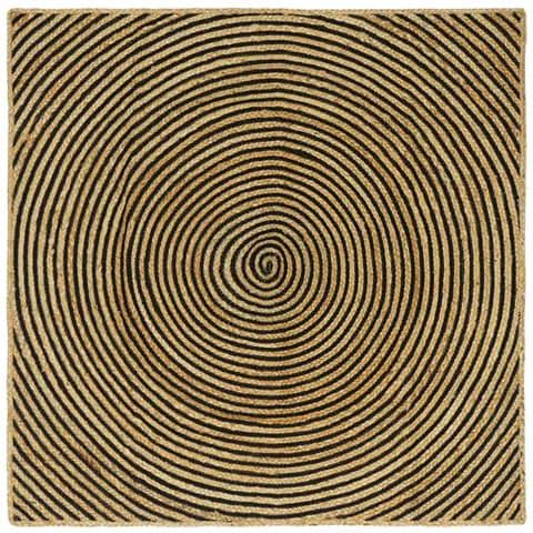 Tappeto Naturale e Nero 160 x 160 cm Juta - Foto 1