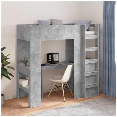 Struttura letto a castello con scrivania Grigio cemento - Foto 2
