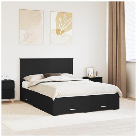 Struttura del letto Nero 140 x 190 cm Legno multistrato - Foto 2