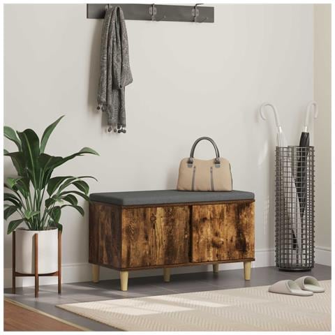 Panca per ingresso con porta Quercia Affumicata 80 x 38 x 46 cm - Foto 2