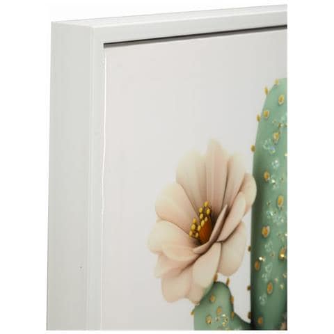 Stampa Su Tela Laccata Con Vasetto Di Cactus D, 40x40 Cm - Foto 2