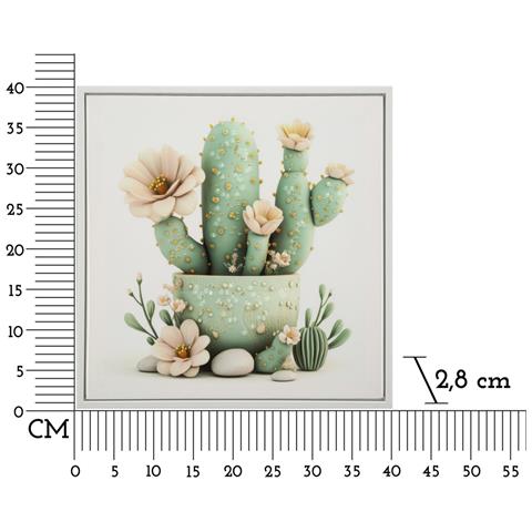 Stampa Su Tela Laccata Con Vasetto Di Cactus D, 40x40 Cm - Foto 6