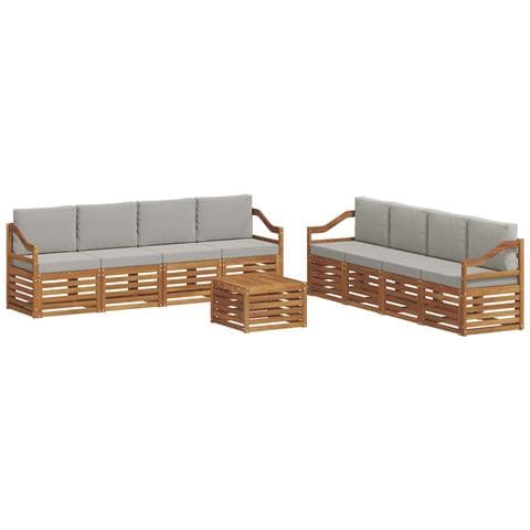 Set divani con cuscino 9 pcs Grigio Naturale e Chiaro - Foto 1