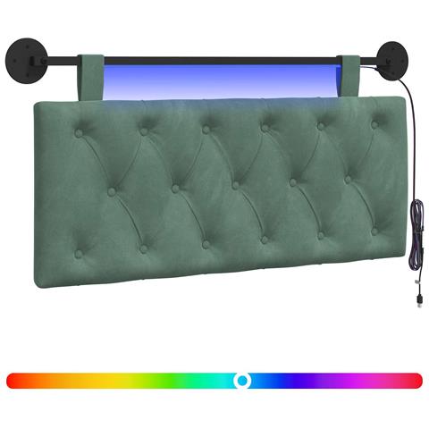 Testiera sospesa Con luce LED Verde Mare Velluto - Foto 1