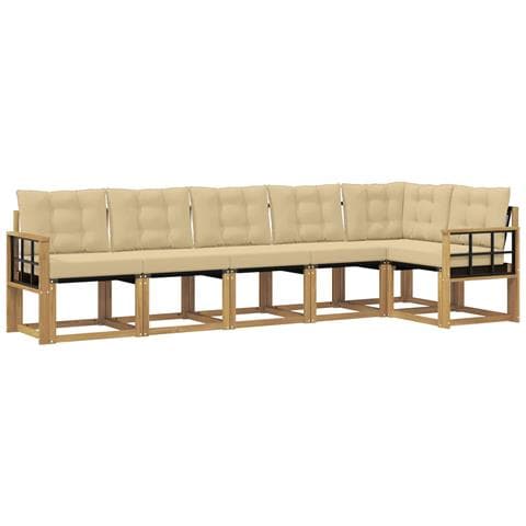 Set di divani da esterno con cuscino 6 pcs Bianco e Beige - Foto 1
