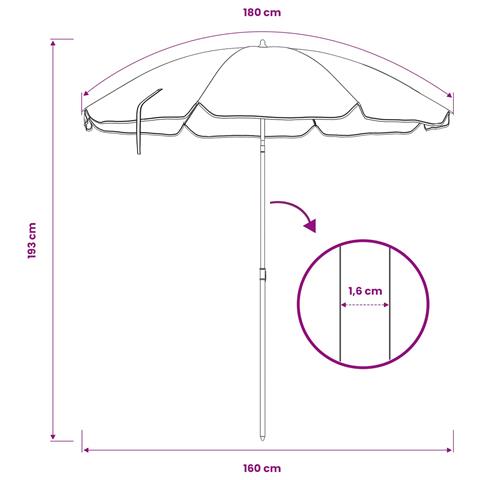 Ombrello da giardino 160 cm Poliestere 170T Arancione - Foto 7