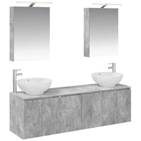 Set di Armadi da Bagno 5 pcs Grigio Cemento - Foto 1