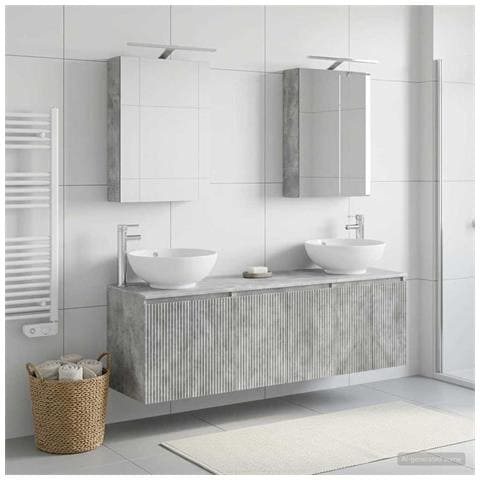 Set di Armadi da Bagno 5 pcs Grigio Cemento - Foto 2