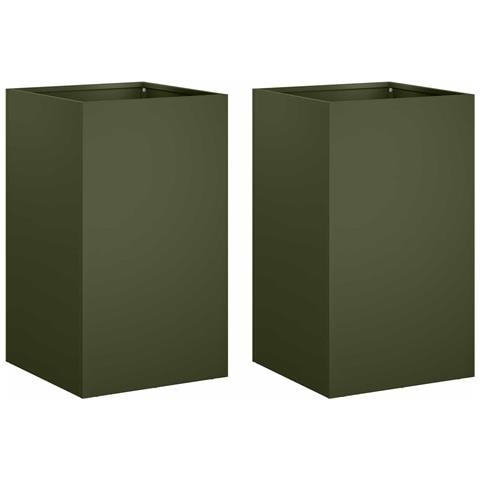 Vaso da giardino 2 pz Verde Oliva 30 x 30 x 40 cm - Foto 1