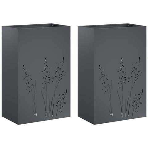 Vaso da giardino 2 pz Antracite 50 x 30 x 75 cm - Foto 1