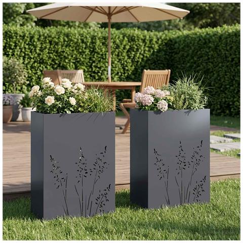 Vaso da giardino 2 pz Antracite 50 x 30 x 75 cm - Foto 2