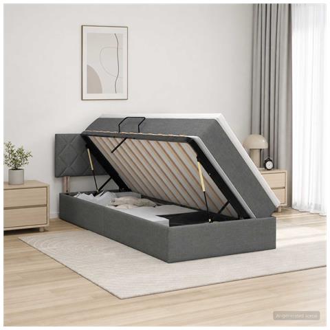 Letto con contenitore LED e materasso Grigio Scuro 90 x 200 cm - Foto 2