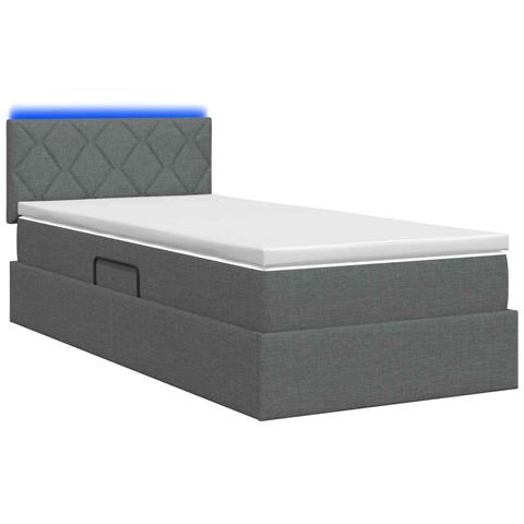 Letto con contenitore LED e materasso Grigio Scuro 90 x 200 cm - Foto 9