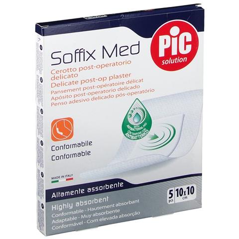 Cerotto Pic Soffix Med in Tnt con Tampone Centrale Assorbente Sterile Monouso 10X10 cm Antibatterico 5 Pezzi - Foto 5