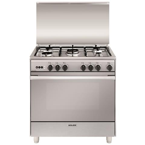 GLEM GAS Cucina a Gas U855VI 5 Fuochi Gas Forno Gas Classe A Dimensioni 80x50 Colore Inox Serie Unica