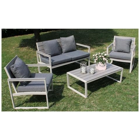 Torus - Salotto Da Giardino 4 Posti In Alluminio E Polywood Con Cuscini - Foto 2