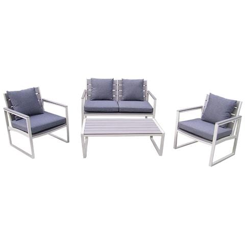 Torus - Salotto Da Giardino 4 Posti In Alluminio E Polywood Con Cuscini - Foto 1