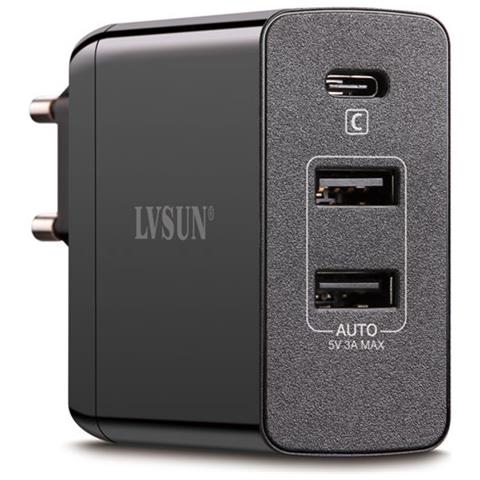 Caricatore universale Smart 3 porte USB-A e USB-c 45 Watt rapida Qc 3.0 Pd 3.0 - Foto 1