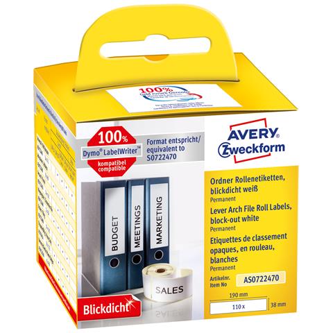 AS0722470 etichetta autoadesiva Rettangolo Permanente Bianco 110 pz - Foto 1