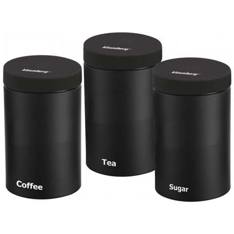 Kb-7256 Set Di Contenitori Da Cucina In Metallo Nero Per Zucchero, Caffè, Tè - Foto 2