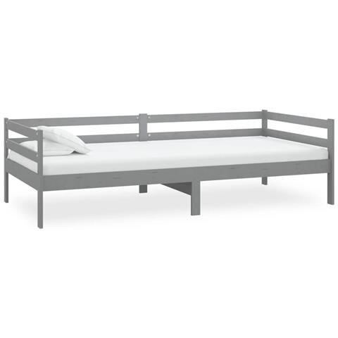 Divano Letto Con Materasso 90x200 Cm Grigio In Massello Di Pino - Foto 2