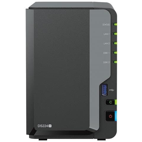NAS DiskStation DS224+ 2 Slot 3.5"/2.5" Interfacce 2x Gigabit Ethernet / 2x USB 3.2 Ram 2 GB - Foto 2
