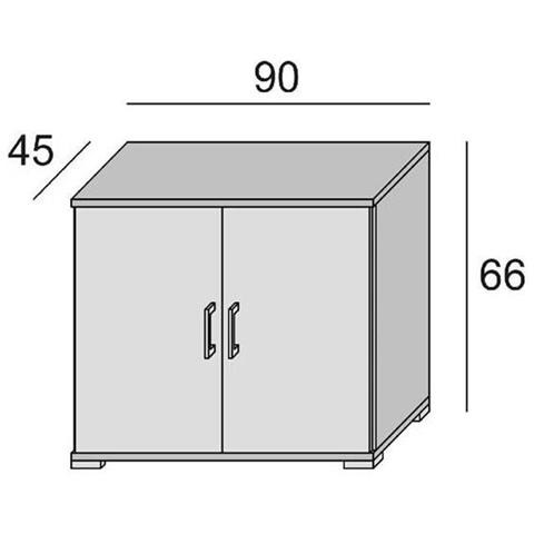 Armadio Multiuso Bucaneve, Mobile Lineare A 2 Ante Battenti Con Ripiano, Mobile Da Ingresso, Scarpiera Moderna, 100% Made In Italy, 90x45h66 Cm, Cemento E Bianco - Foto 4
